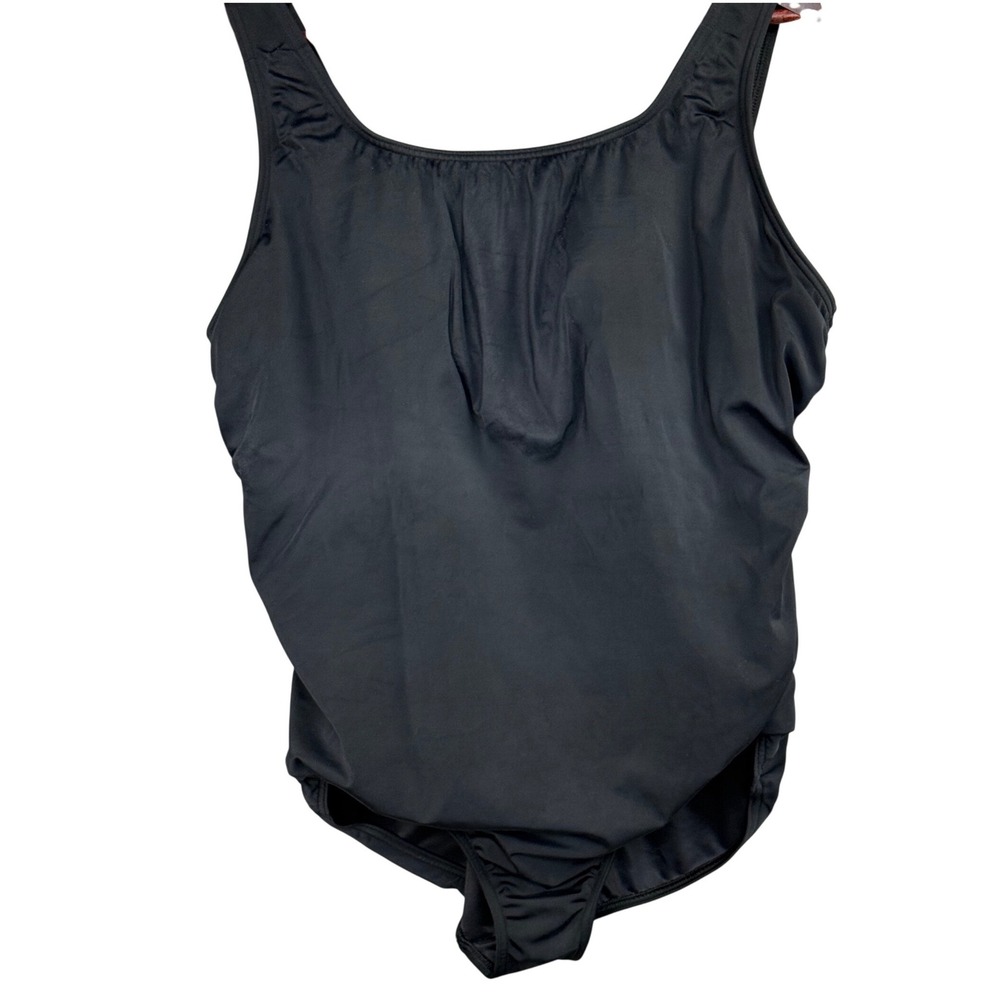 Lands End Womens 22W‎ Black One Piece Swimsuit Ruched Scoop Neck Plus Size
